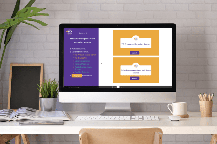 computer screen shows the tci teaching strategies course